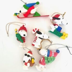 Vintage Peanuts Snoopy Woodstock Christmas Ornaments Skis Santa Hat  and more